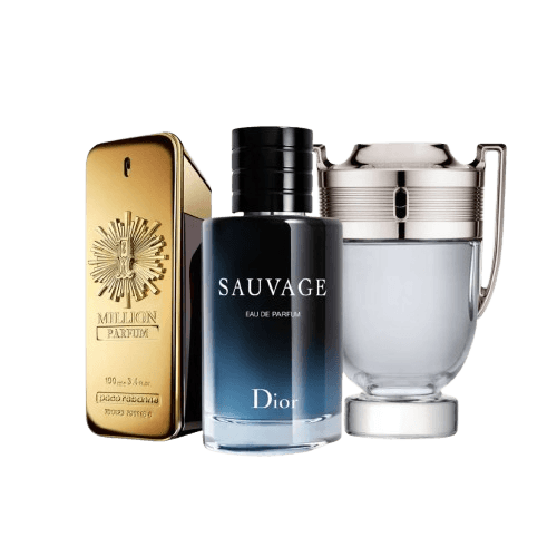 3-Piece Fragrance Set: 1 Million Perfume, Sauvage Dior & Invictus Paco Rabanne